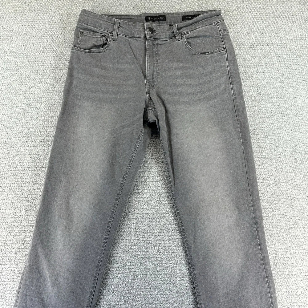 American Tall Jeans Mens 34x36 (34x35) Gray Carman Tapered Denim Stretch Casual